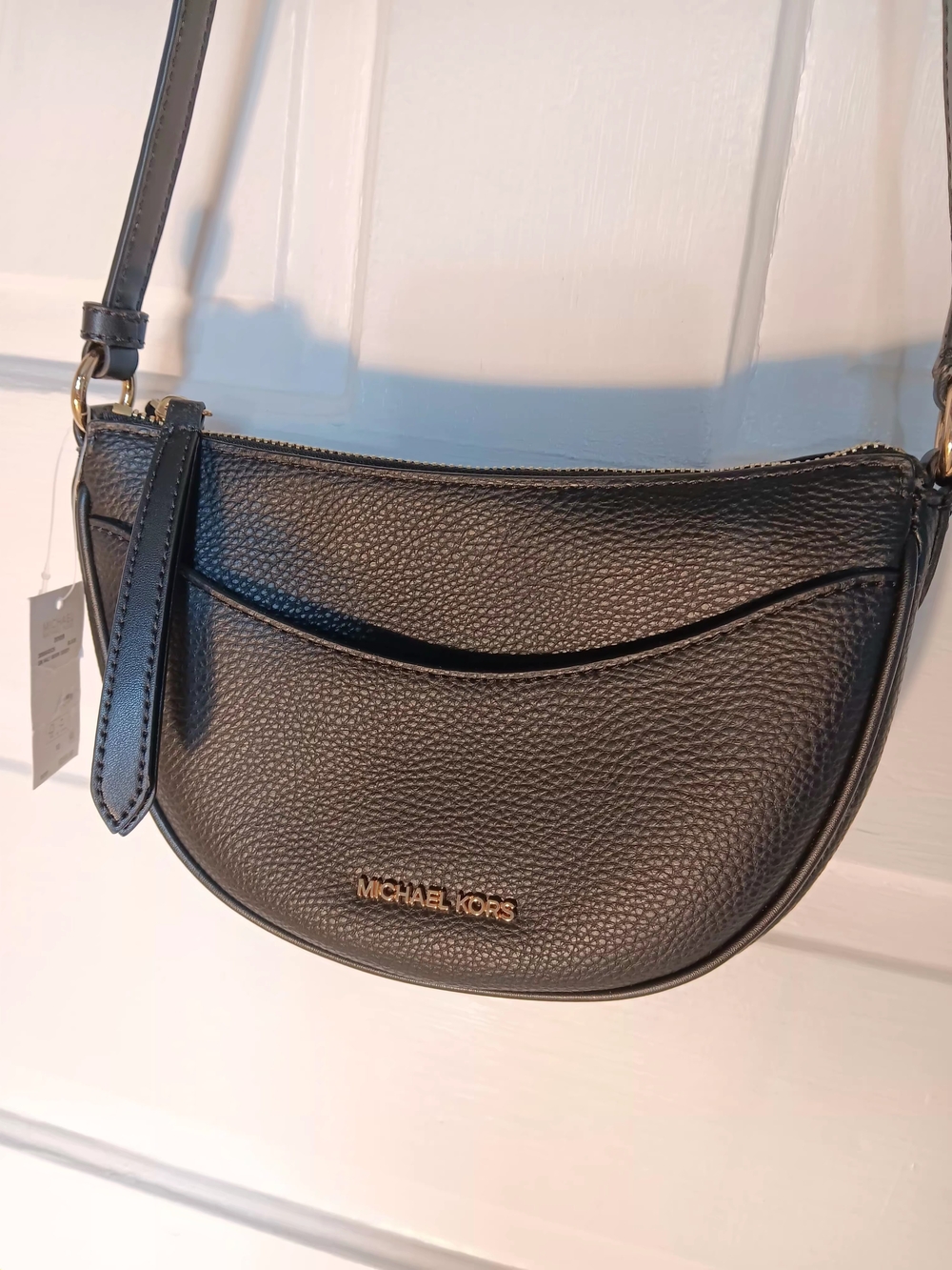 Michael Kors Black Leather Crescent Crossbody Bag - Picture 4 of 9